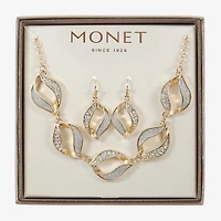 Monet Jewelry Two Tone Twist Collar Frontal Necklaces & Drop Earring Womens Glass 2-pc. Jewelry Set