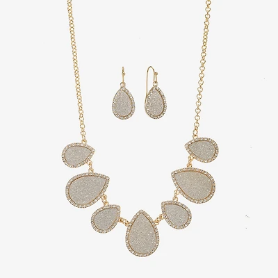 Monet Jewelry Two Tone Collar Frontal Necklaces & Drop Earring Womens Glass 2-pc. Jewelry Set