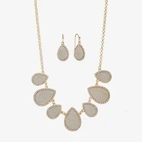 Monet Jewelry Two Tone Collar Frontal Necklaces & Drop Earring Womens Glass 2-pc. Jewelry Set