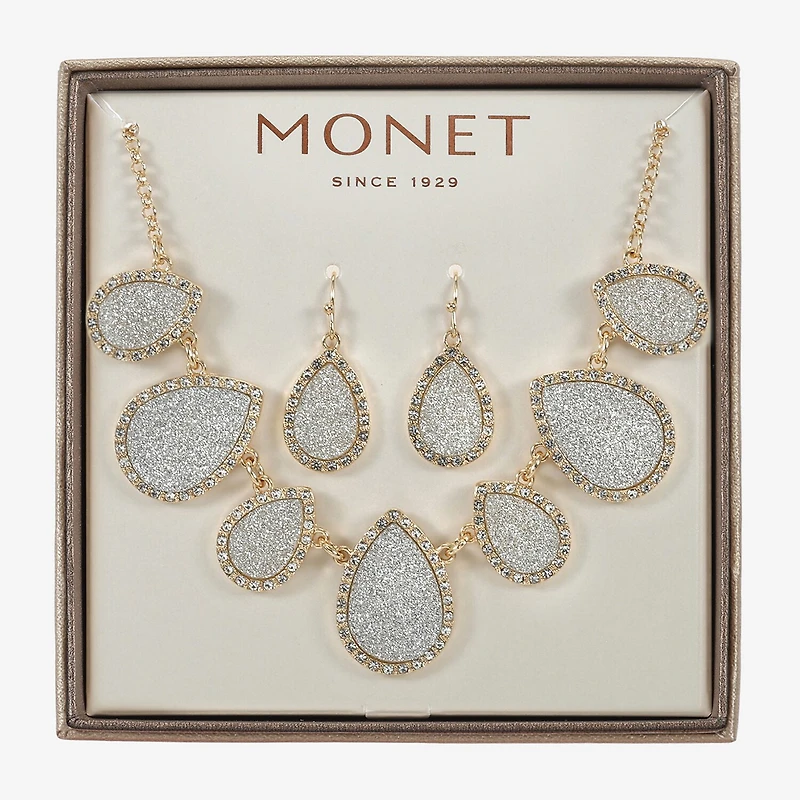 Monet Jewelry Two Tone Collar Frontal Necklaces & Drop Earring Womens Glass 2-pc. Jewelry Set