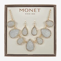 Monet Jewelry Two Tone Collar Frontal Necklaces & Drop Earring Womens Glass 2-pc. Jewelry Set