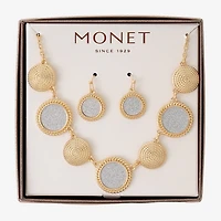 Monet Jewelry Two Tone Collar Frontal Necklaces & Drop Earring Womens Round 2-pc. Jewelry Set