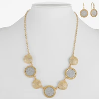 Monet Jewelry Two Tone Collar Frontal Necklaces & Drop Earring Womens Round 2-pc. Jewelry Set