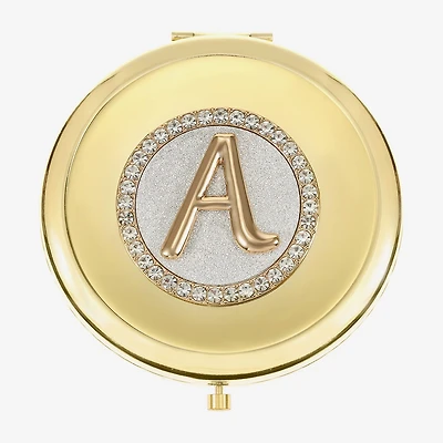 Monet Jewelry Initial Gold Tone Round Compact Mirror