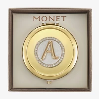 Monet Jewelry Initial Gold Tone Round Compact Mirror