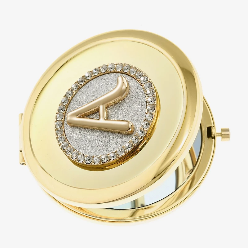 Monet Jewelry Initial Gold Tone Round Compact Mirror