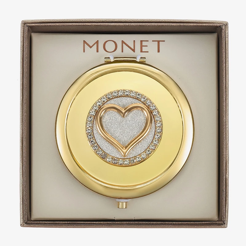 Monet Jewelry Initial Gold Tone Heart Compact Mirror