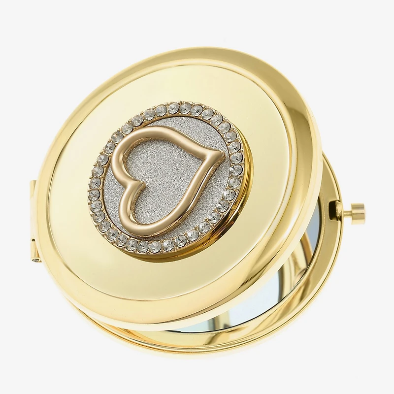 Monet Jewelry Initial Gold Tone Heart Compact Mirror