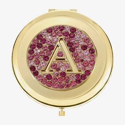 Monet Jewelry Initial Gold Tone Round Compact Mirror