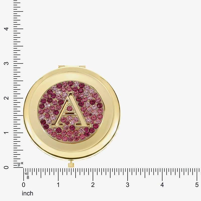 Monet Jewelry Initial Gold Tone Round Compact Mirror