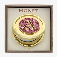 Monet Jewelry Initial Gold Tone Round Compact Mirror