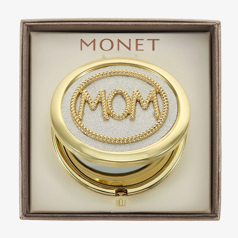Monet Jewelry Mom Gold Tone Compact Mirror
