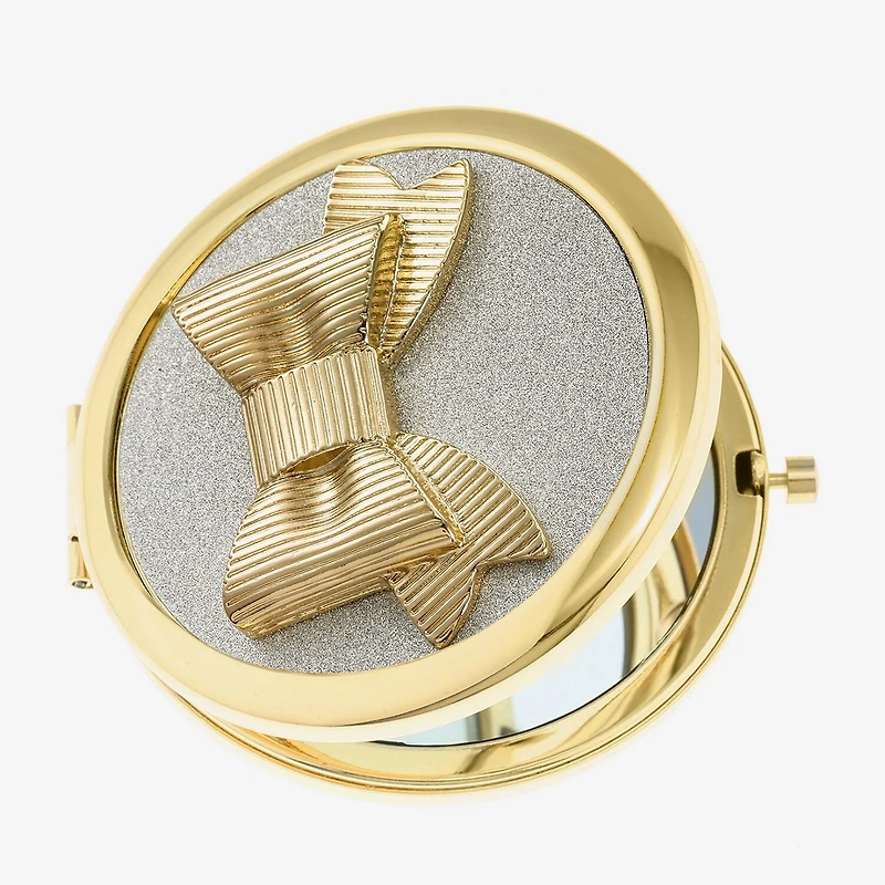 Monet Jewelry Gold Tone Bow Compact Mirror
