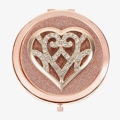 Monet Jewelry Rose Tone Heart Compact Mirror