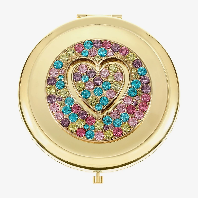 Monet Jewelry Gold Tone Round Compact Mirror