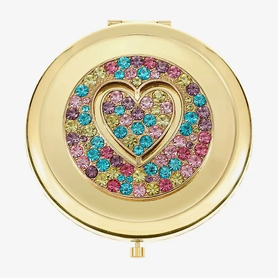 Monet Jewelry Gold Tone Round Compact Mirror
