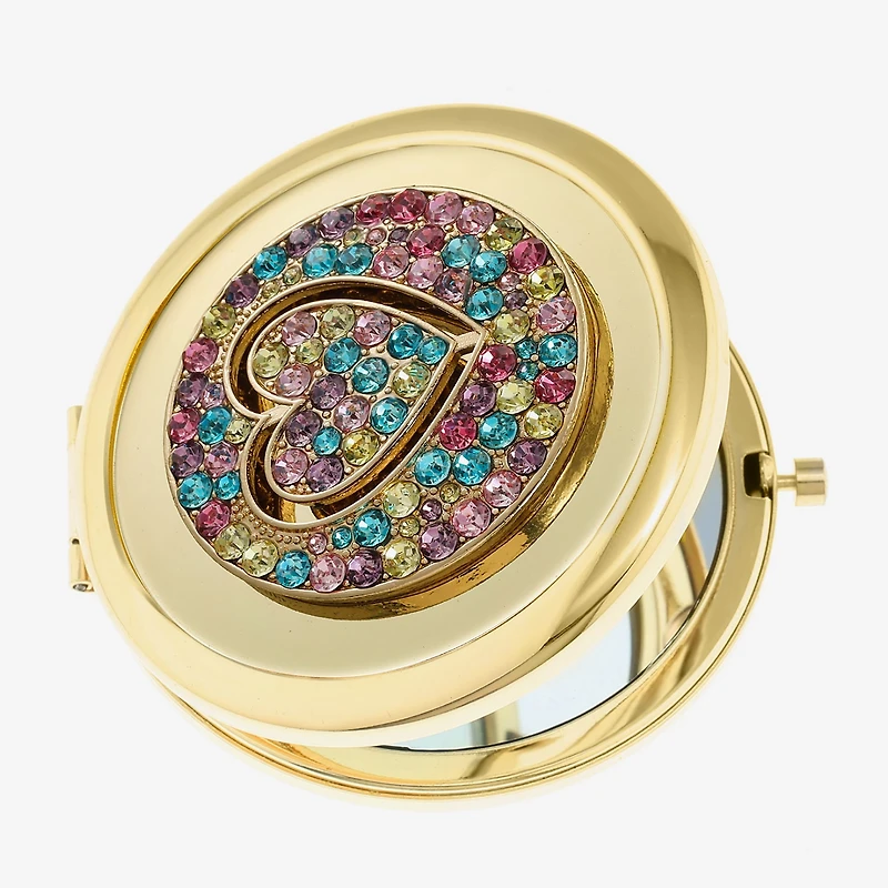 Monet Jewelry Gold Tone Round Compact Mirror