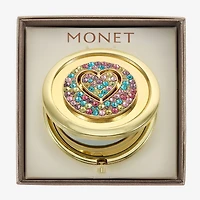 Monet Jewelry Gold Tone Round Compact Mirror