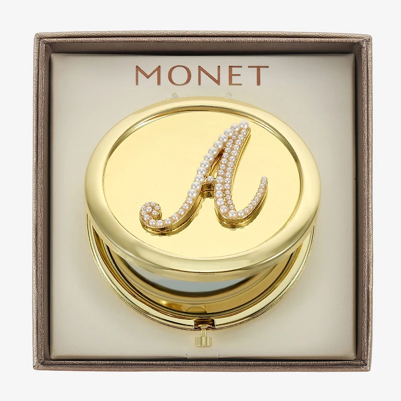 Monet Jewelry Initial Gold Tone Compact Mirror