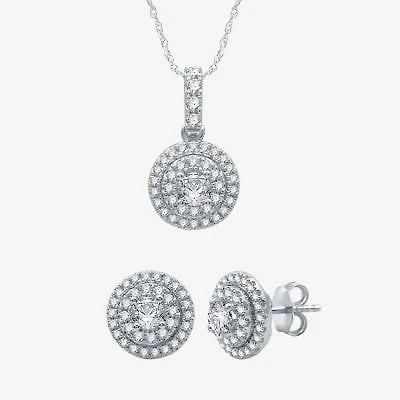 (G / Si2) Womens 2 CT. T.W. Lab Grown Diamond 10K White Gold Round 2-pc. Jewelry Set