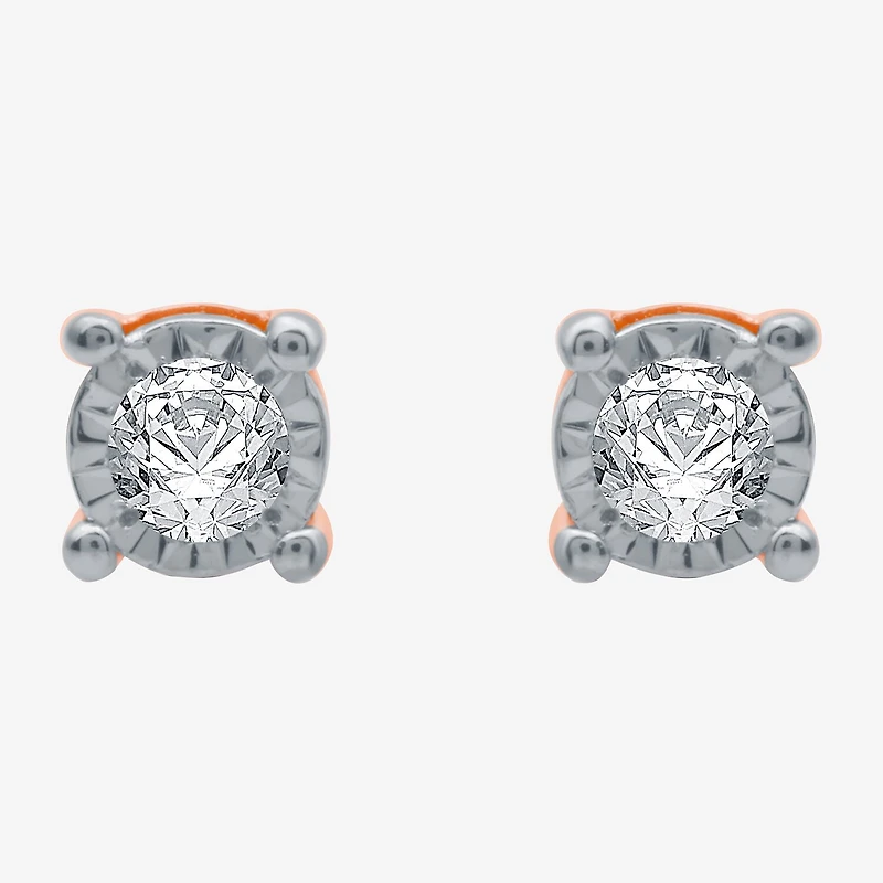Ever Star (H-I / I1) 1/10 CT. T.W. Lab Grown White Diamond 14K Rose Gold Over Silver 4.9mm Round Stud Earrings