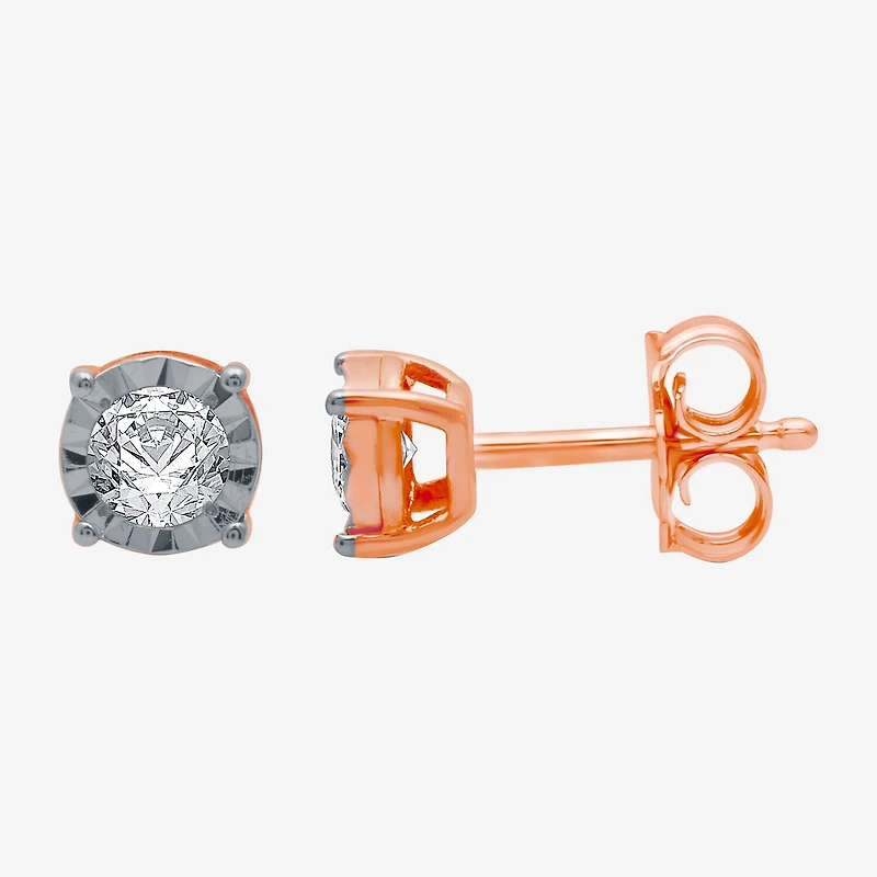 Ever Star (H-I / I1) 1/5 CT. Lab Grown White Diamond 14K Rose Gold Over Silver 5.3mm Round Stud Earrings