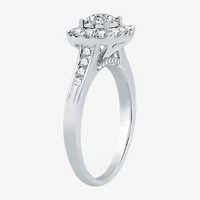I Said Yes (H-I / I1) Womens 1 CT. T.W. Lab Grown White Diamond Sterling Silver or 14K Gold Over Cushion Side Stone Halo Bridal Set