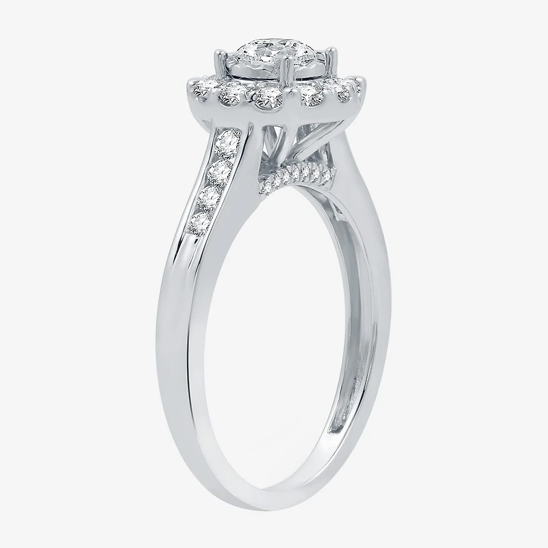I Said Yes (H-I / I1) Womens 1 CT. T.W. Lab Grown White Diamond Sterling Silver Round Side Stone Halo Bridal Set