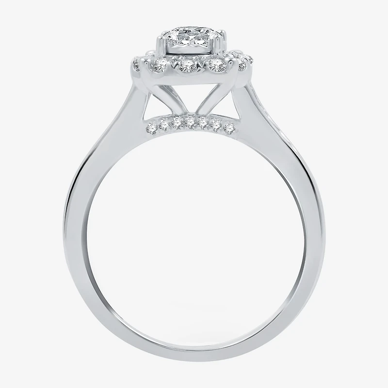 I Said Yes (H-I / I1) Womens 1 CT. T.W. Lab Grown White Diamond Sterling Silver Round Side Stone Halo Bridal Set