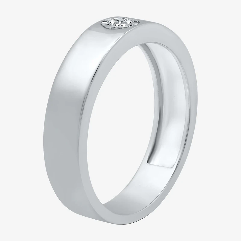 I Said Yes (H-I / I1) Mens 1/10 CT. T.W. Lab Grown White Diamond Sterling Silver Wedding Band