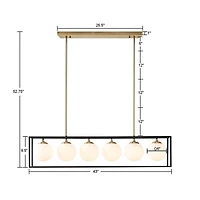 INK+IVY Helena 6-Light Frosted Glass Globe Linear Chandelier