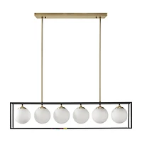 INK+IVY Helena 6-Light Frosted Glass Globe Linear Chandelier