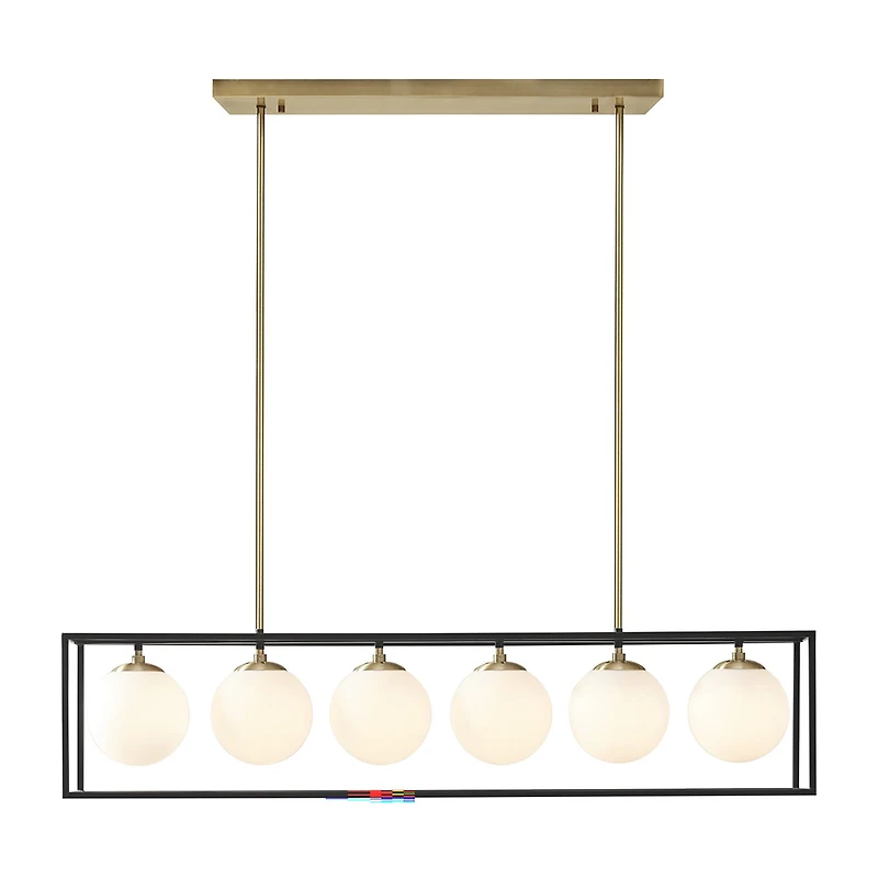 INK+IVY Helena 6-Light Frosted Glass Globe Linear Chandelier