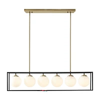 INK+IVY Helena 6-Light Frosted Glass Globe Linear Chandelier