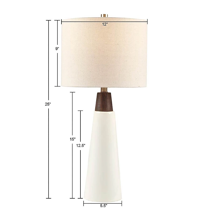 INK+IVY Tristan Triangular Ceramic and Wood Table Lamp
