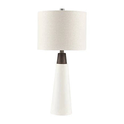 INK+IVY Tristan Triangular Ceramic and Wood Table Lamp