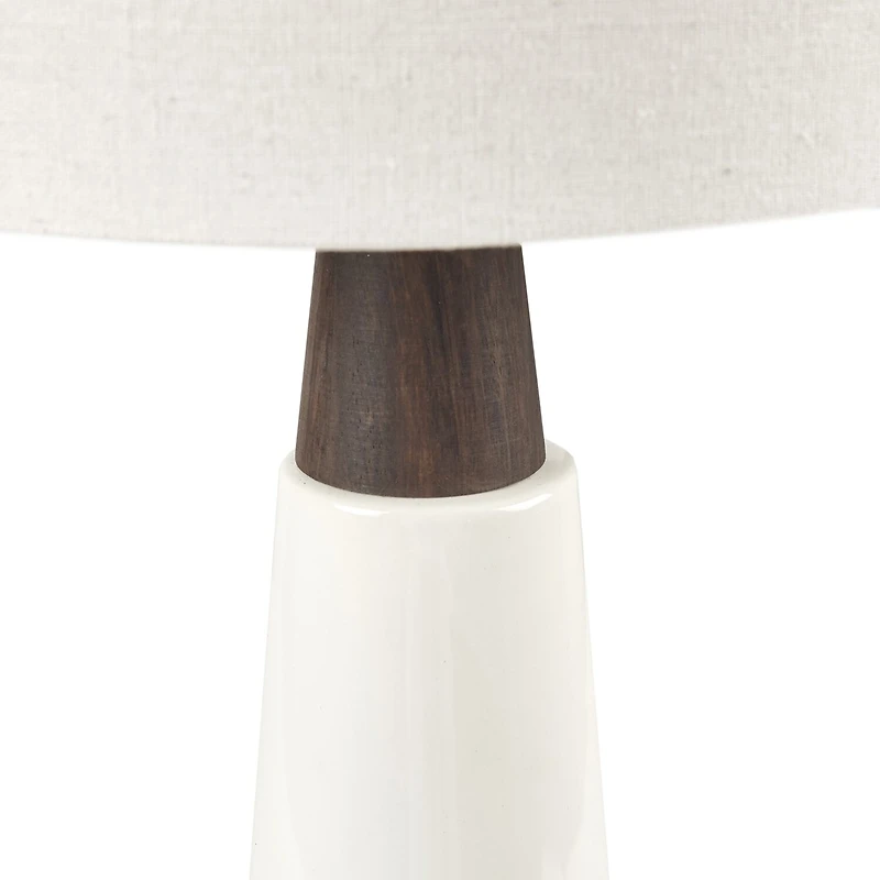 INK+IVY Tristan Triangular Ceramic and Wood Table Lamp