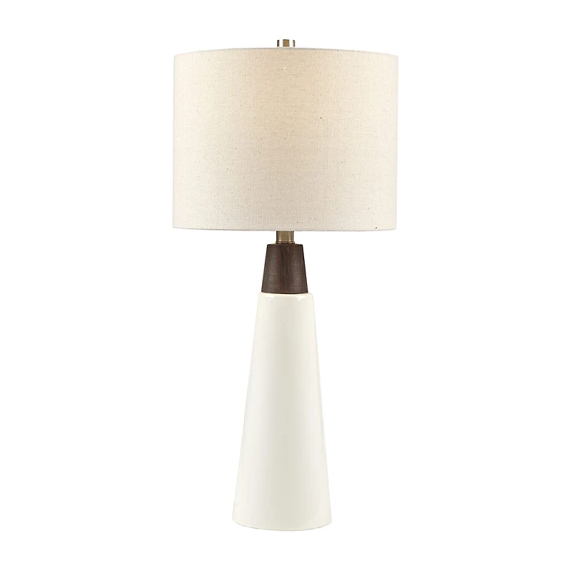 INK+IVY Tristan Triangular Ceramic and Wood Table Lamp
