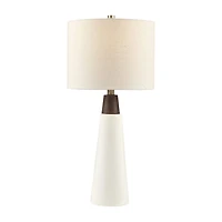 INK+IVY Tristan Triangular Ceramic and Wood Table Lamp