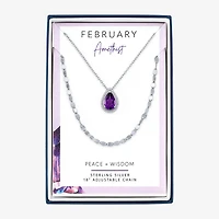 2-pc.Birthstone Necklace Set Sterling Silver