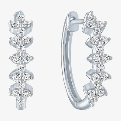 (G-H / Si2-I1) Womens 1/3 CT. T.W. Lab Grown Diamond 10K Gold 16mm Hoop Earrings