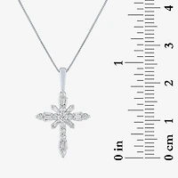 (G-H / Si2-I1) Womens 1/3 CT. T.W. Lab Grown White Diamond 10K Gold Cross 18 Inch Pendant Necklace