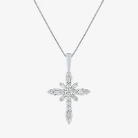 (G-H / Si2-I1) Womens 1/3 CT. T.W. Lab Grown White Diamond 10K Gold Cross 18 Inch Pendant Necklace