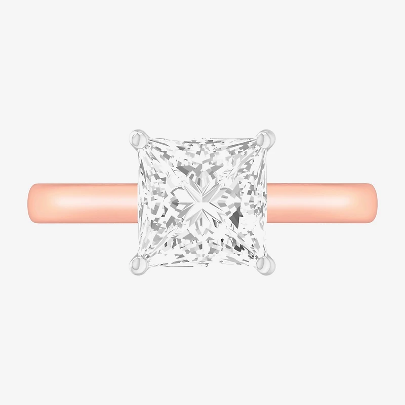 G-H / SI1-SI2) Womens 2 CT. T.W. Lab Grown White Diamond 14K Gold Princess Solitaire Engagement Ring