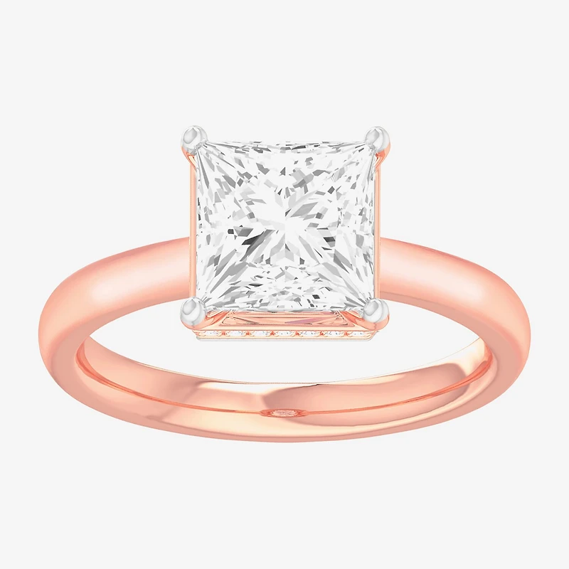 G-H / SI1-SI2) Womens 2 CT. T.W. Lab Grown White Diamond 14K Gold Princess Solitaire Engagement Ring