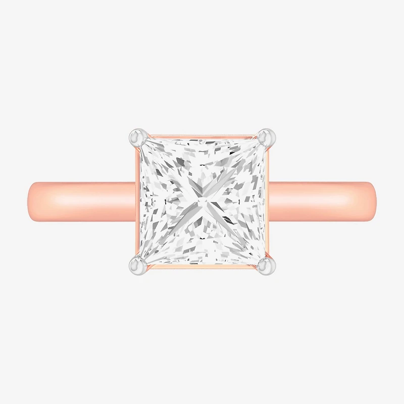 G-H / SI1-SI2) Womens 2 CT. T.W. Lab Grown White Diamond 14K Gold Princess Solitaire Engagement Ring