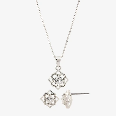 Sparkle Allure Womens Cubic Zirconia Pure Silver Over Brass Hypoallergenic 2-pc. Jewelry Set