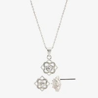 Sparkle Allure Womens Cubic Zirconia Pure Silver Over Brass Hypoallergenic 2-pc. Jewelry Set