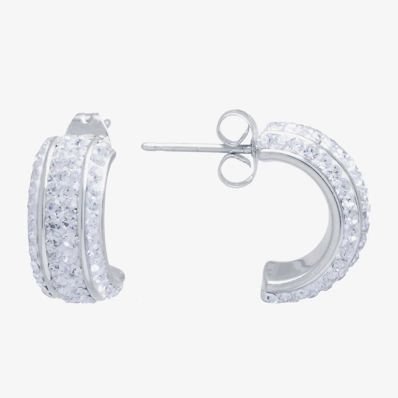 Sparkle Allure Womens Crystal 9.2mm Hoop Earrings