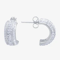 Sparkle Allure Womens Crystal 9.2mm Hoop Earrings